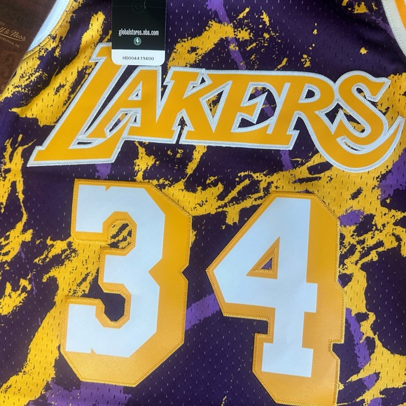 MENS S - NEW Mitchell & Ness Swingman Lakers #34 Shaquille O'Neal Sewn Jersey - Picture 3 of 7